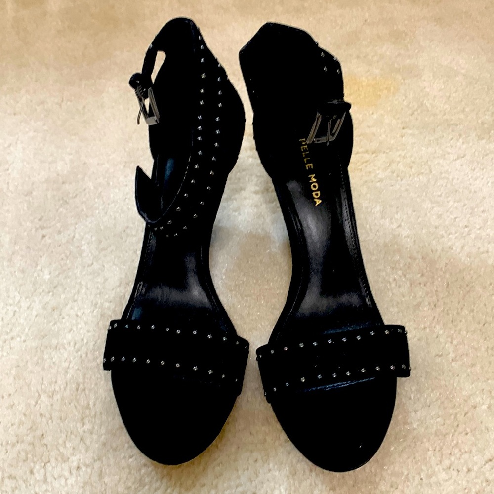 Black suede ankle sandals